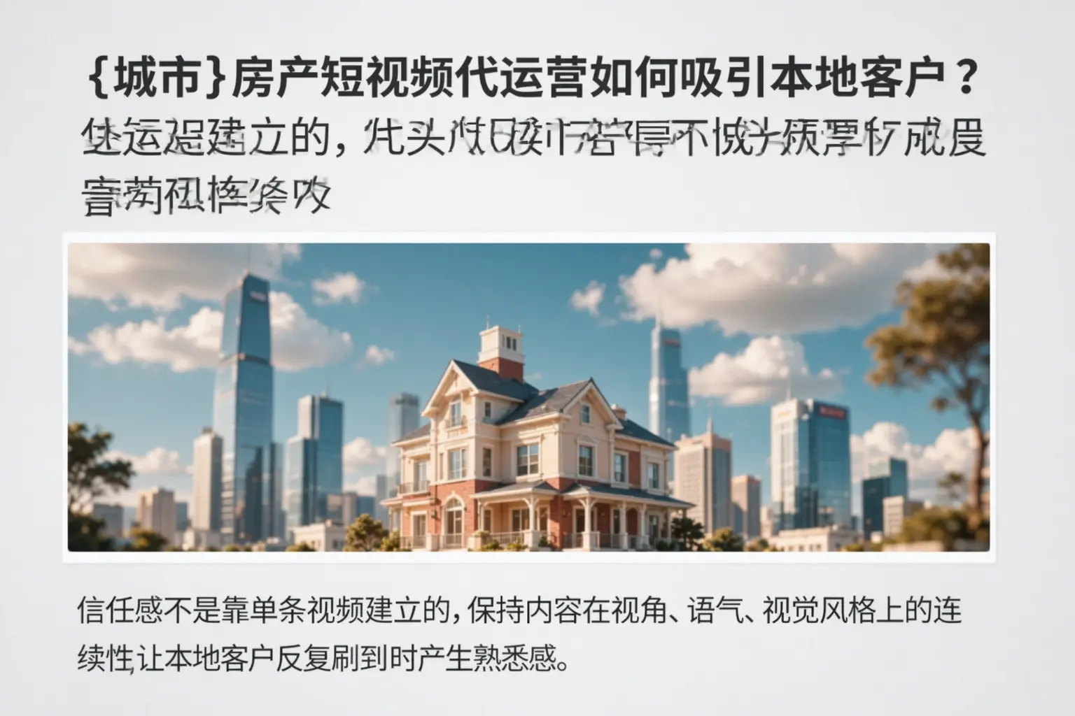 马鞍山房产短视频代运营如何吸引本地客户？