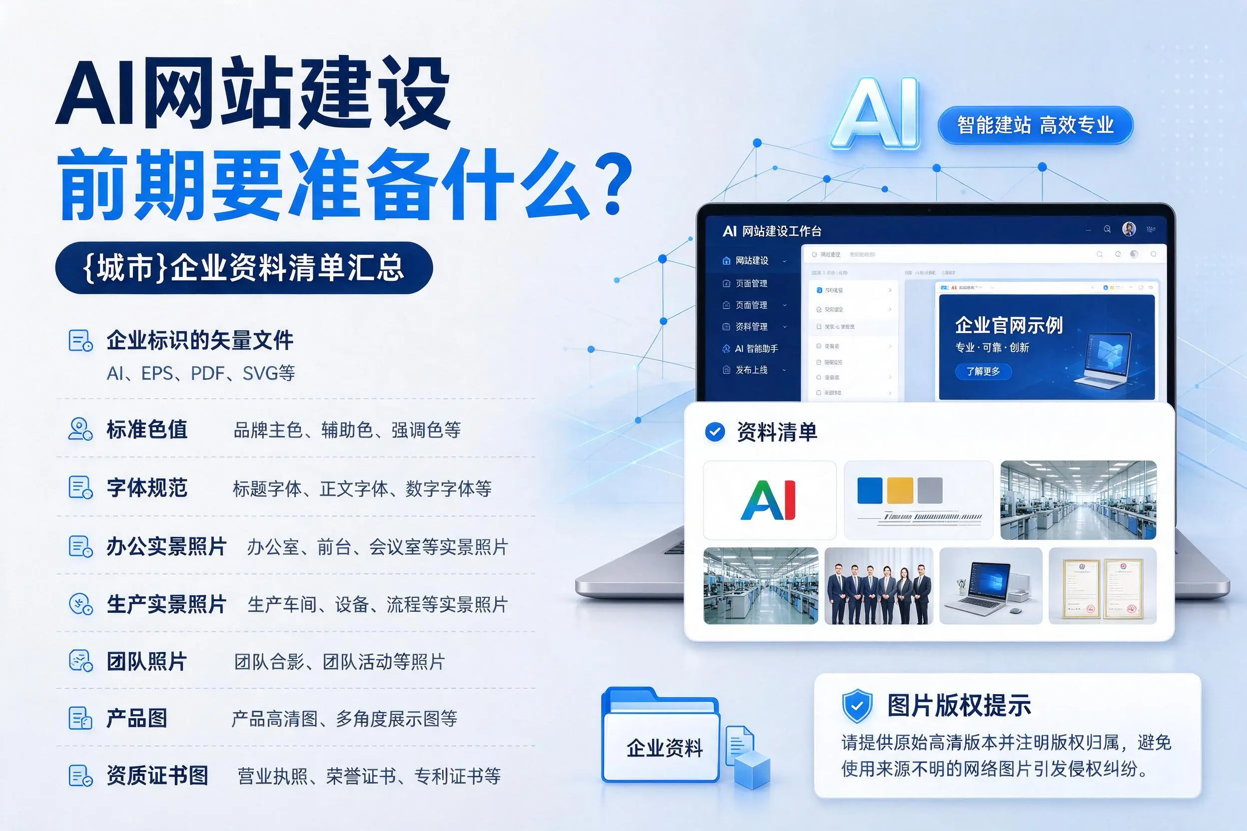 AI网站建设前期要准备什么?马鞍山企业资料清单汇总