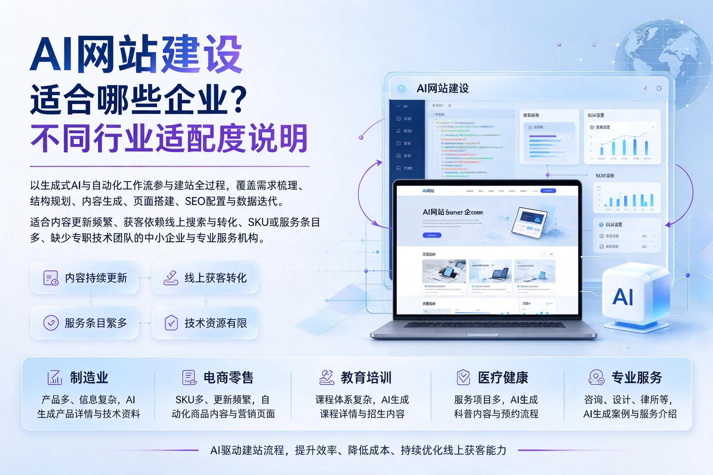 AI网站建设适合哪些企业？马鞍山不同行业适配度说明